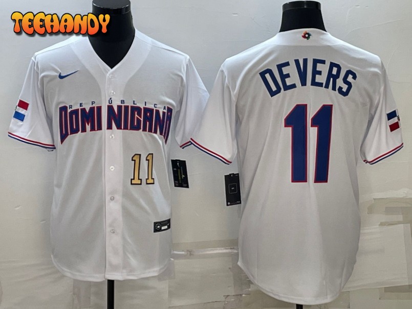 Dominican Republic Rafael Devers White Gold Replica 2023 World Baseball Classic Jersey