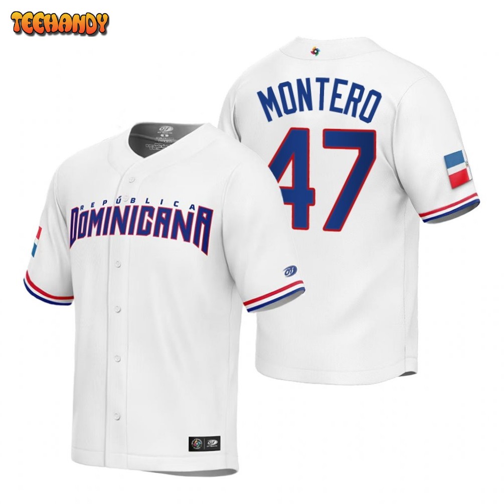 Dominican Republic Rafael Montero White Replica 2023 World Baseball Classic Jersey