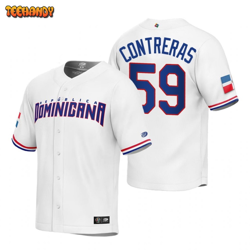 Dominican Republic Roansy Contreras White Replica 2023 World Baseball Classic Jersey