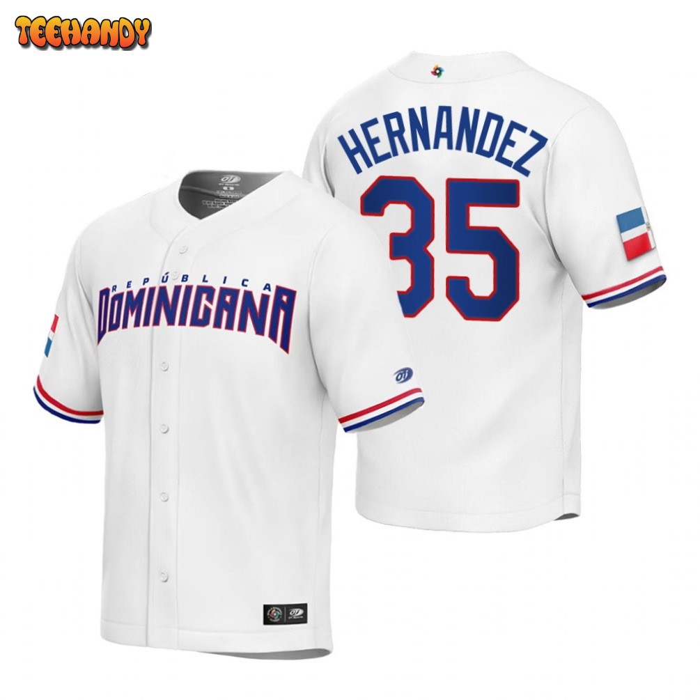 Dominican Republic Teoscar Hernandez White Replica 2023 World Baseball Classic Jersey