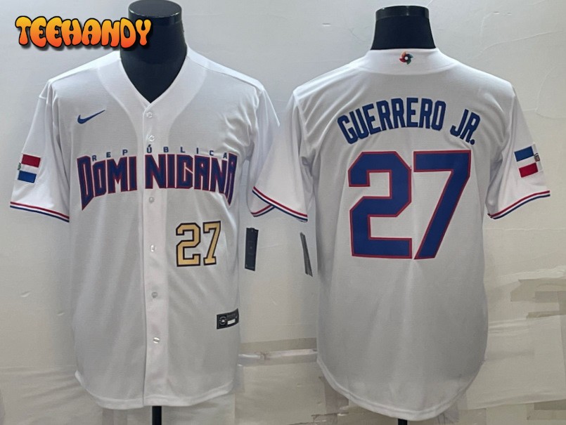 Dominican Republic Vladimir Guerrero Jr. White Gold 2023 World Baseball Classic Jersey