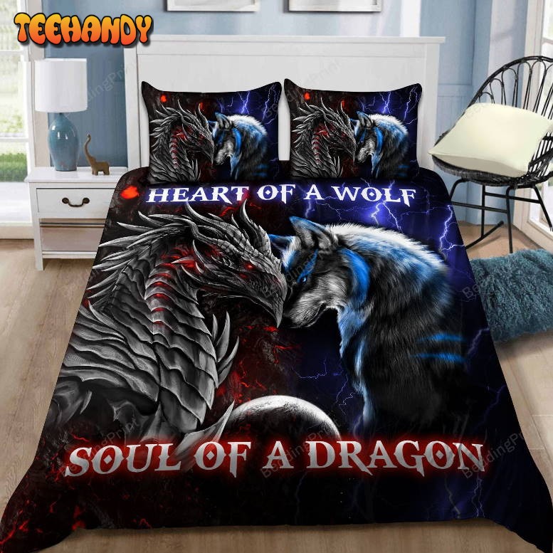 Dragon Heart Of A Wolf, Soul Of A Dragon Bedding Set