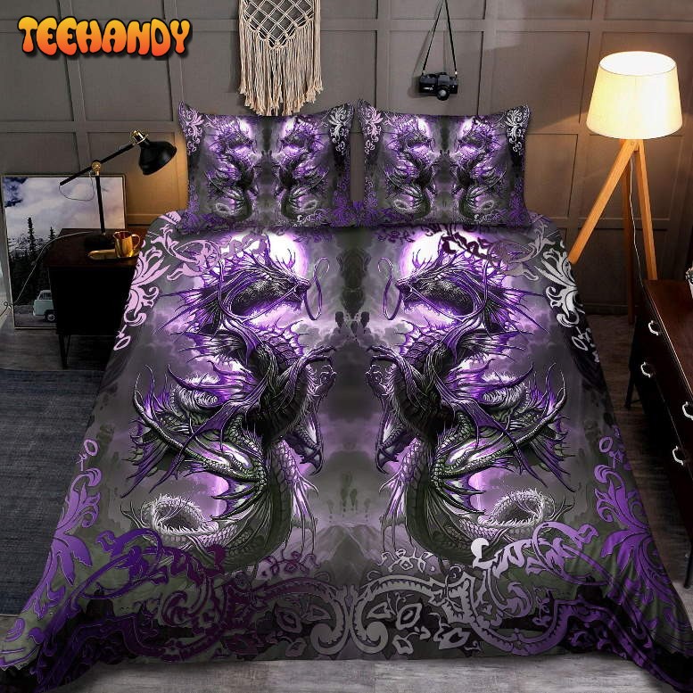 Dragon Spirit Art Purple Bed Sheets Duvet Cover Bedding Sets