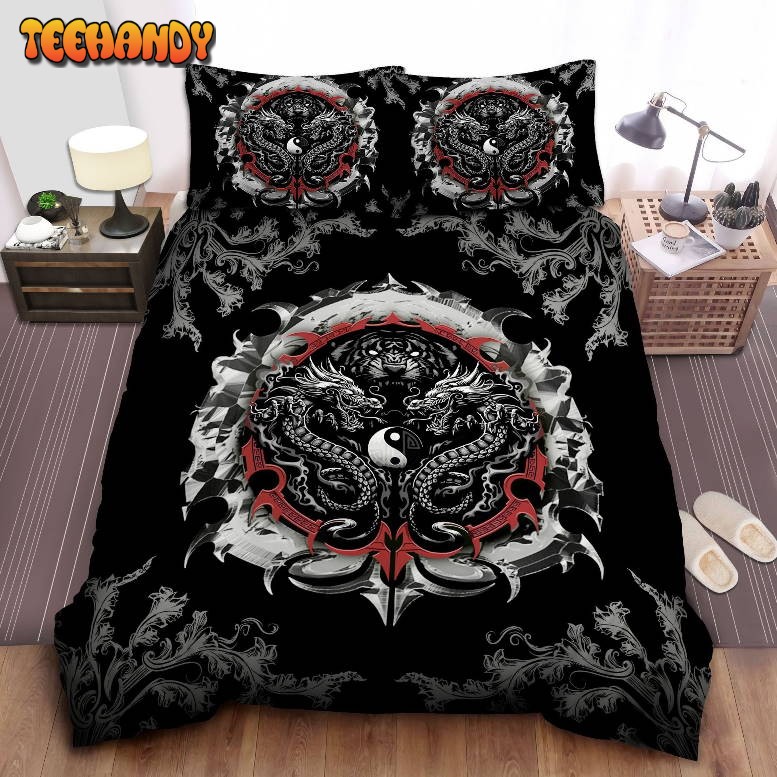 Dragon Tiger Bed Sheets Duvet Cover Bedding Set