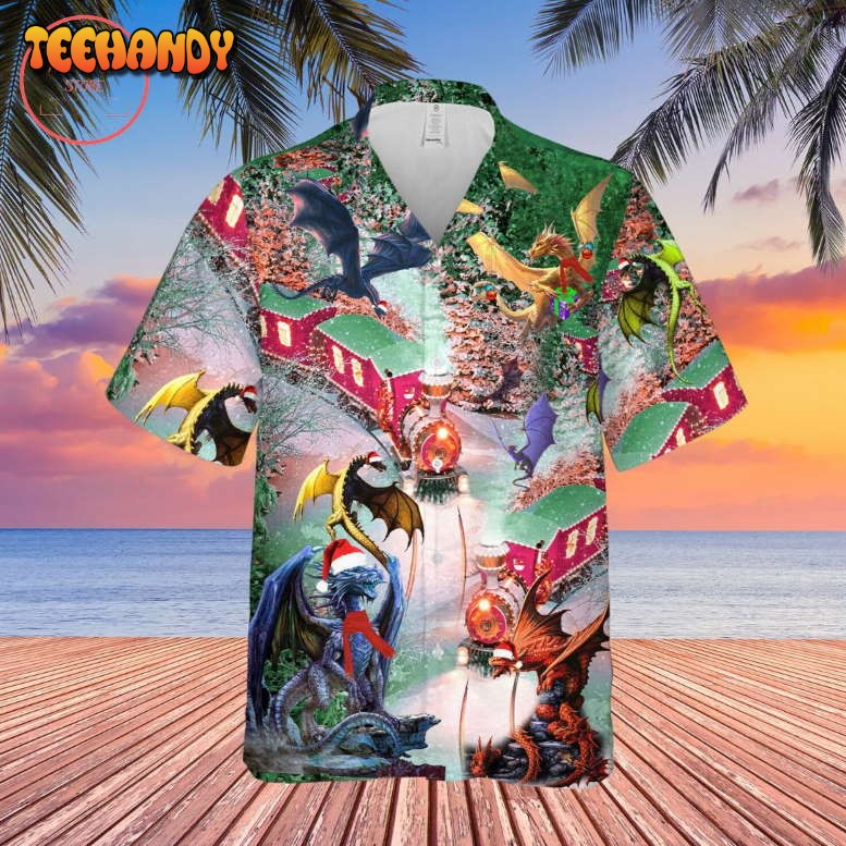 Dragons Christmas Train Hawaiian Shirt