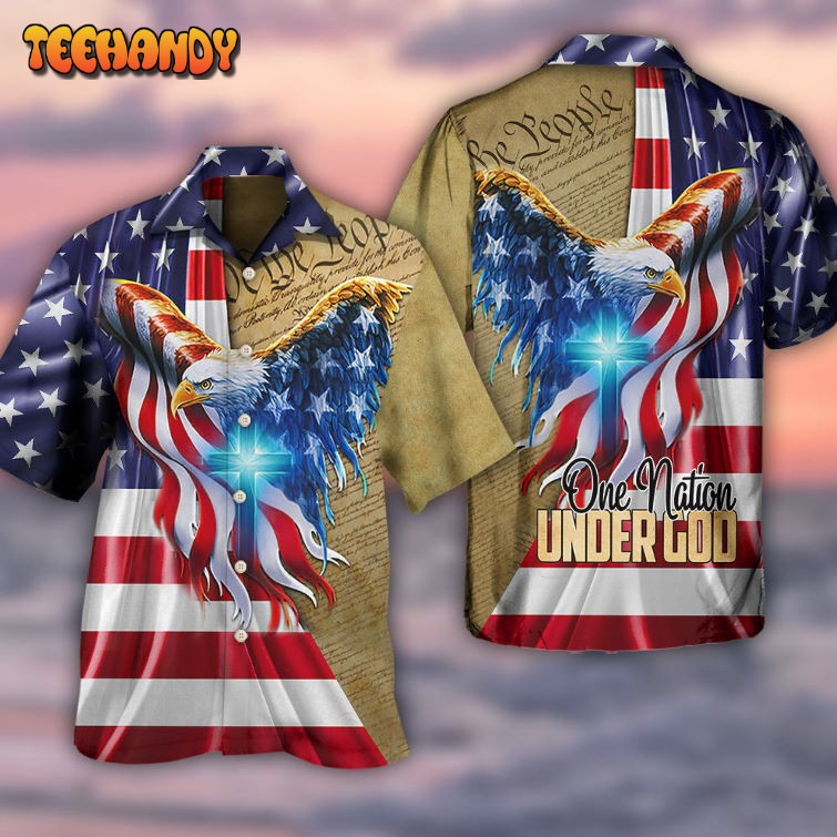 Eagle Cross One Nation Under God Hawaiian Shirt