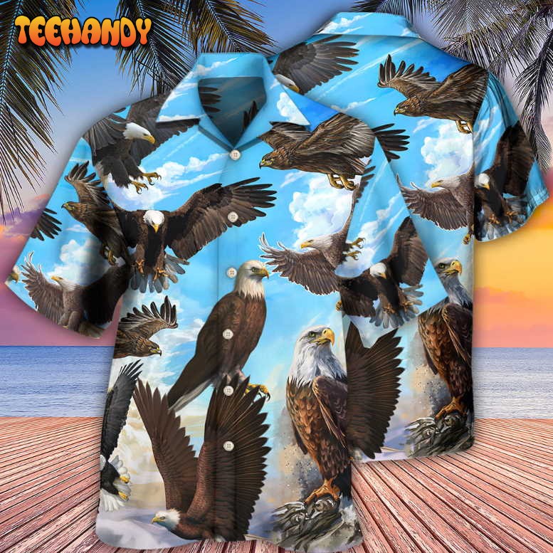 Eagle Flying In The Blue Sky Hawaiian Shirt