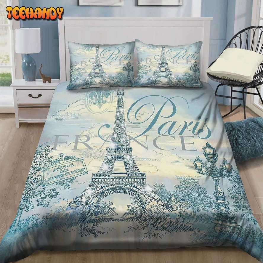 Eiffel Tower In Beautiful Paris France Duvet Cover Bedding Set