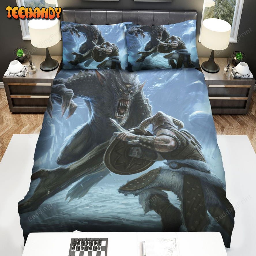 Elder Scrolls Skyrim Battle With The Monster Duvet Cover Bedding Set