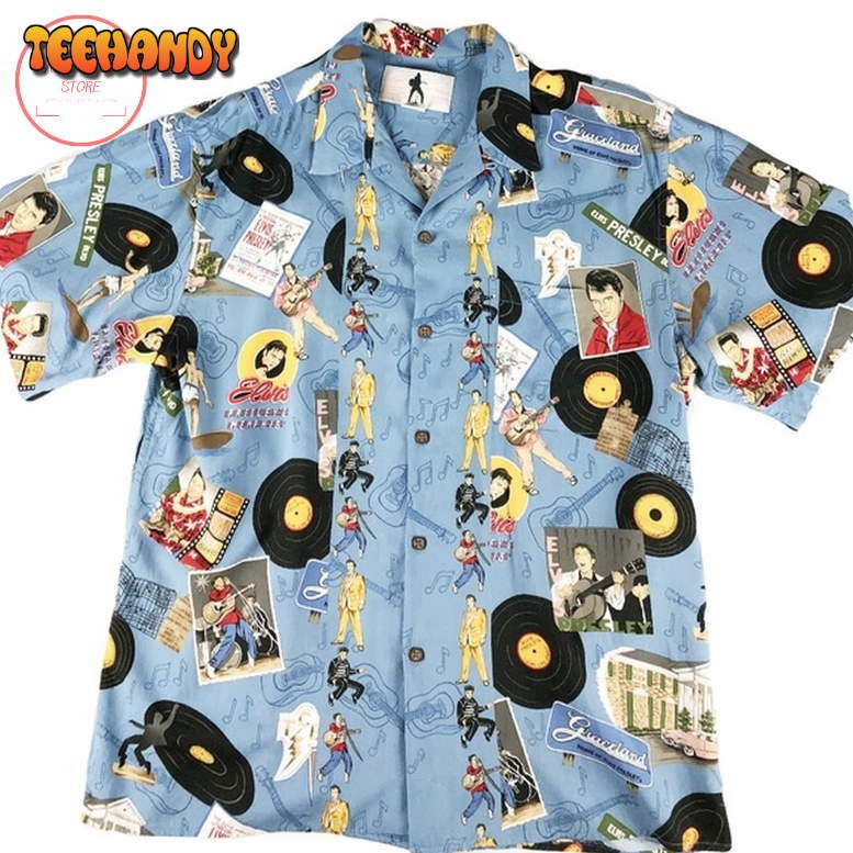 Elvis Presley vinyl disk blue hawaiian Shirts