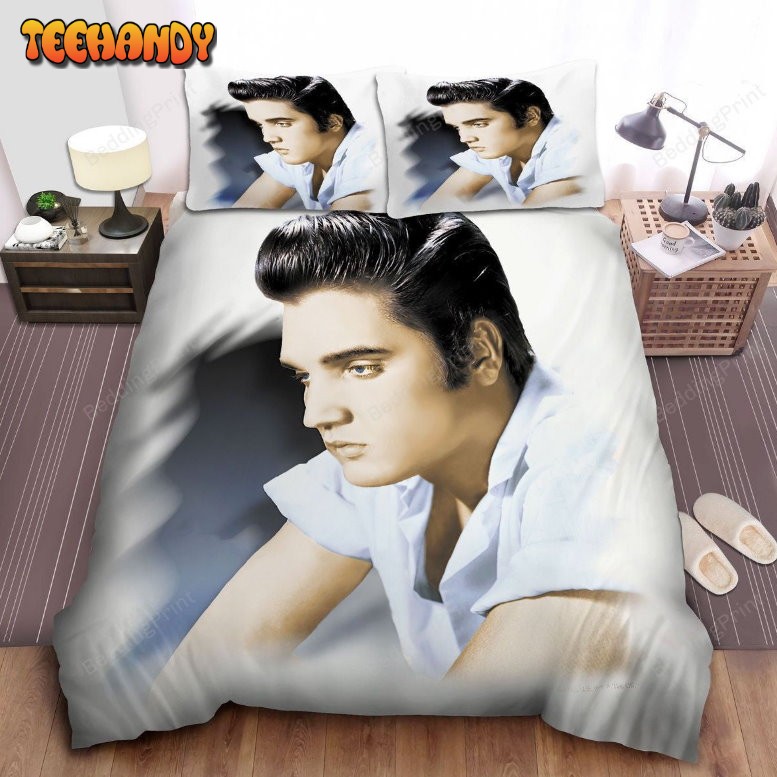 Elvis Presley With Green Eyes In Portrait Painting Duvet Cover Bedding Set