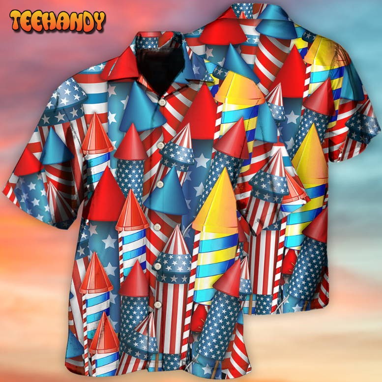 Firework Independence Day Color Style Hawaiian Shirt