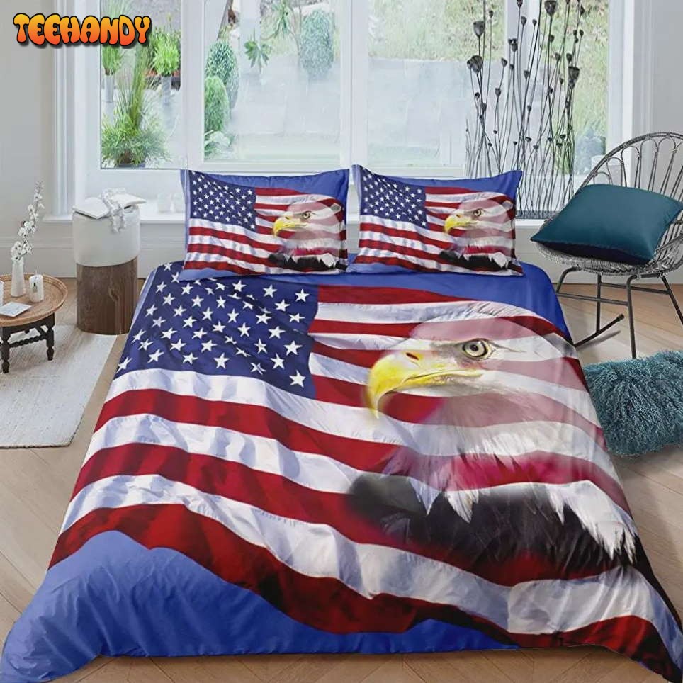 Flag Eagle Bless American America In The Wind Bedding Sets