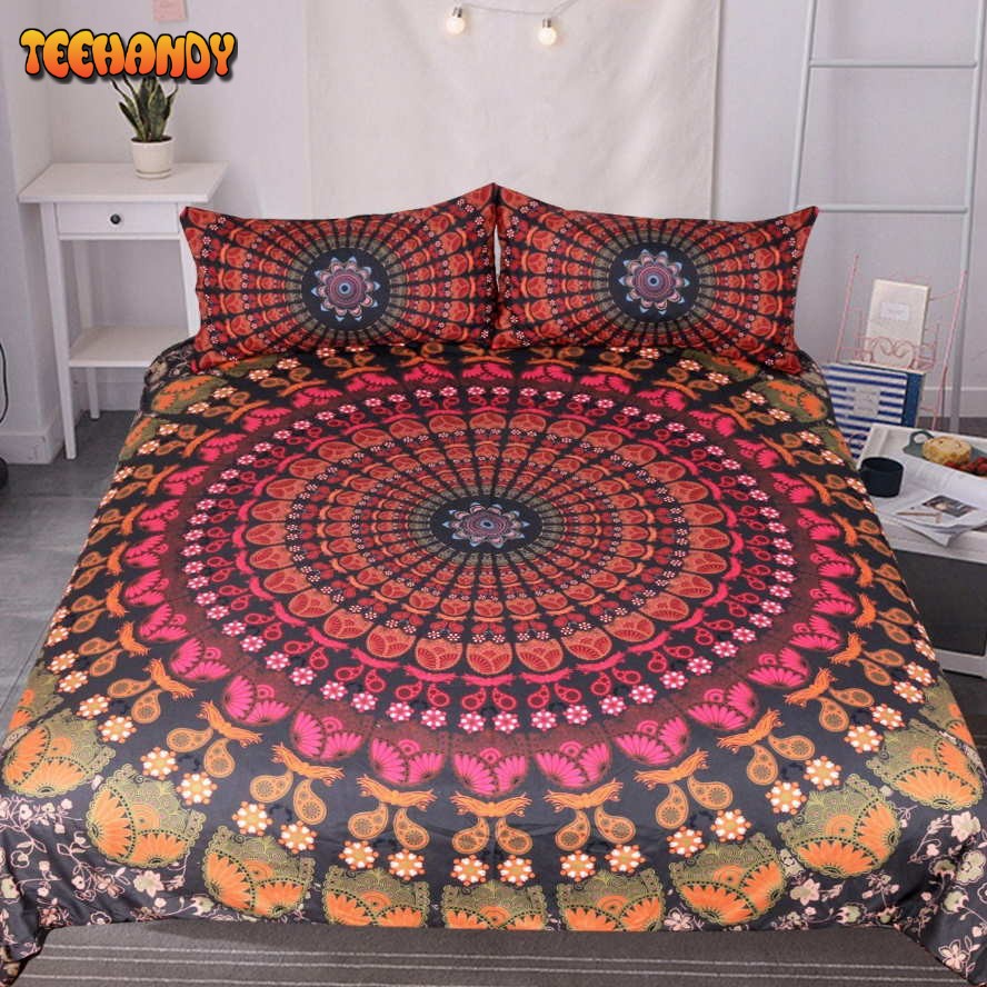 Floral Boho Mandala Duvet Cover Bedding Set