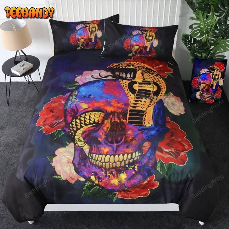 Floral Cobra Snake Duvet Cover Bedding Set