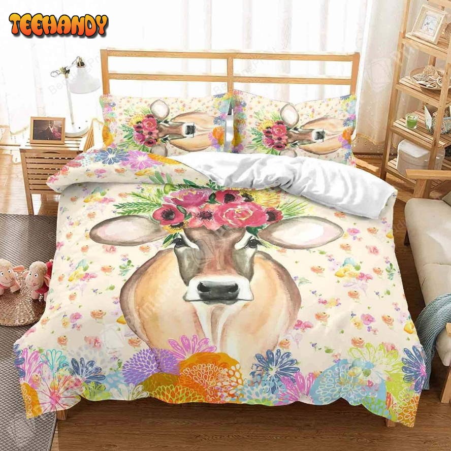 Floral Cow Bedding Set