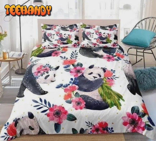 Floral PandaDuvet Cover Bedding Sets