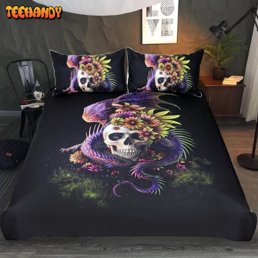 Floral Skull Dragon Duvet Cover Bedding Sets