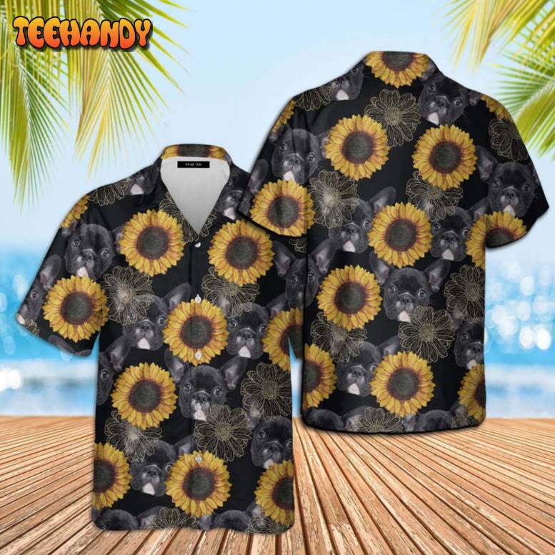 French Bulldog Lovers Sunflower Hawaiian Shirt