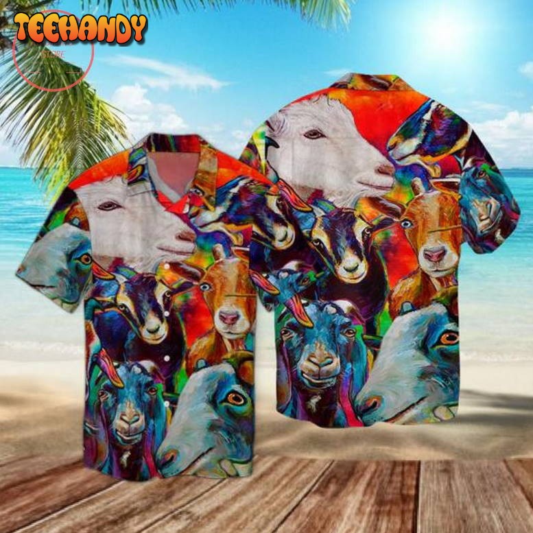 Funny Goat Colorful Hawaii Shirt