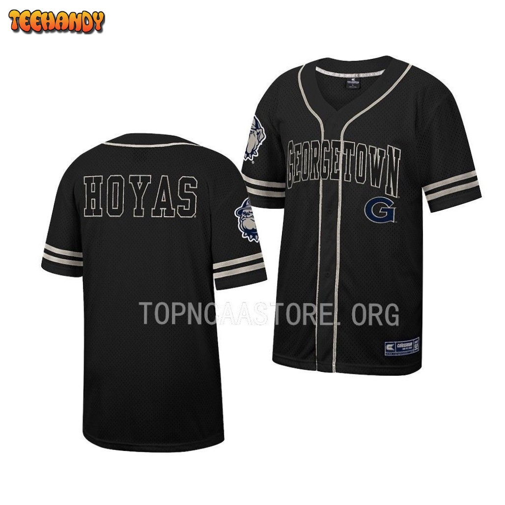 Georgetown Hoyas Free Spirited Black Button-Up College Baseball Jersey