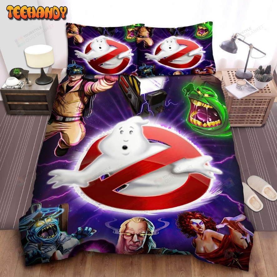 Ghostbusters Logo And Ghosts In 3d Cartoon Art Bedding Set