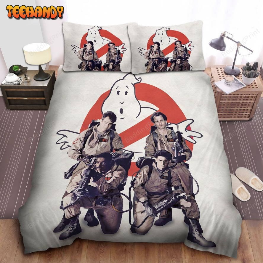 Ghostbusters Main Characters Photograph In Film Logo Background Bedding Set