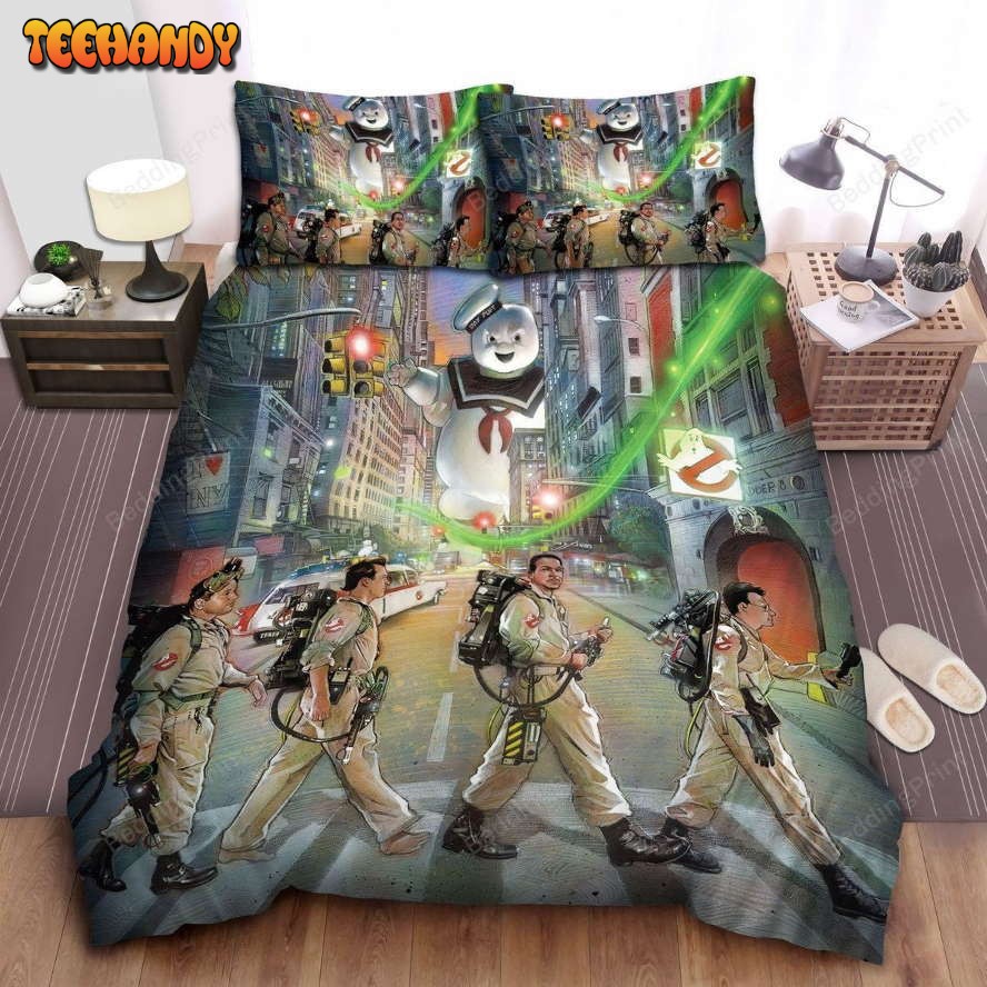 Ghostbusters Scientists Team Walking Across The Street Bedding Set