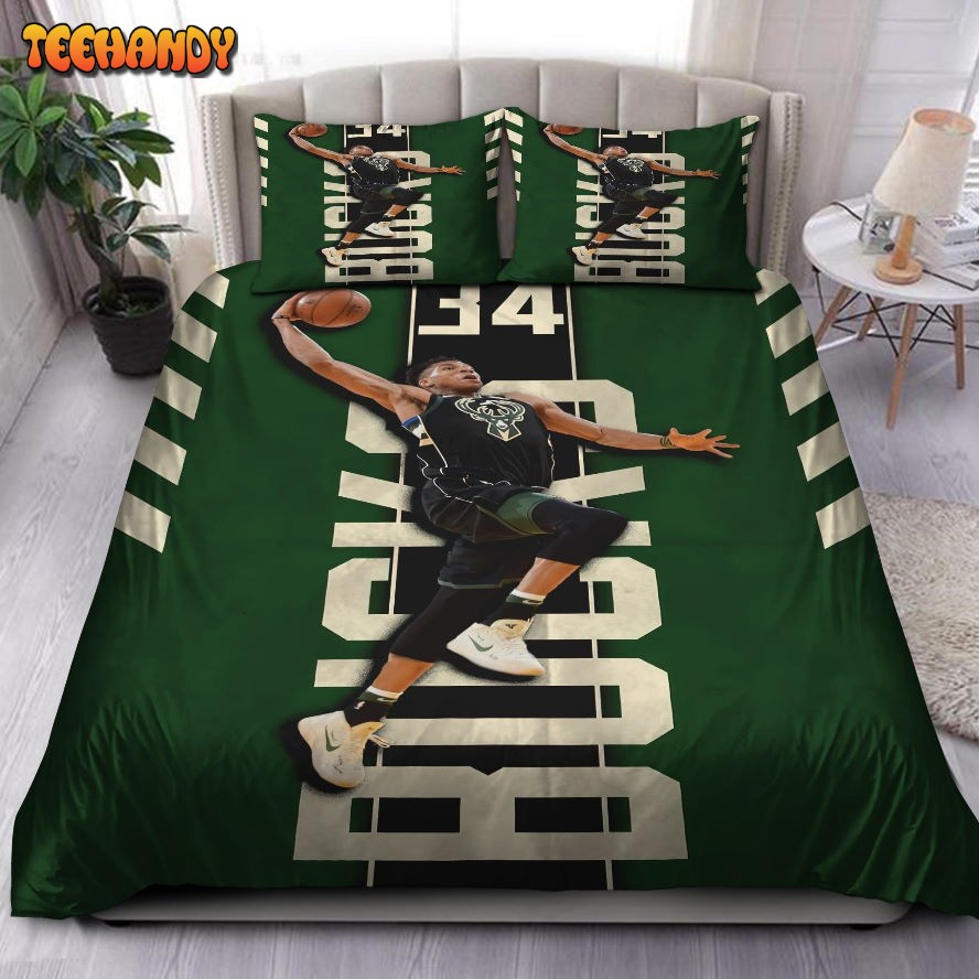 Giannis Antetokounmpo Milwaukee Bucks NBA 17 Bedding Set