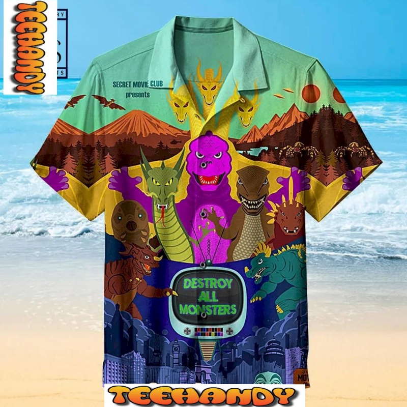 Godzilla Destroy All Monsters Hawaiian Shirt 3D