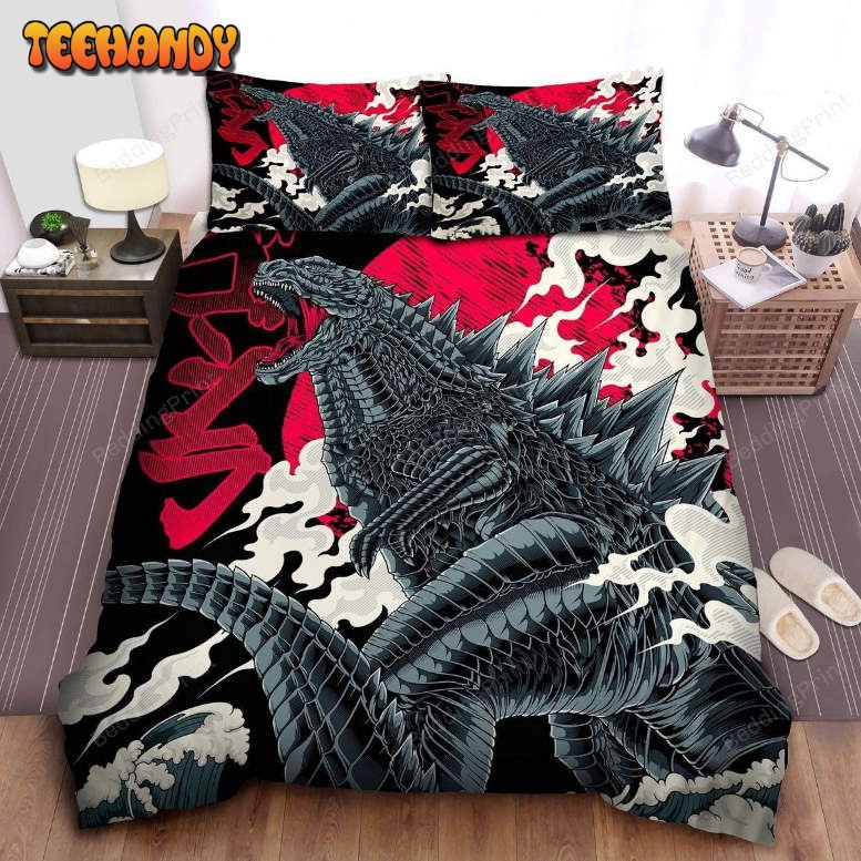 Godzilla With Grey Metal Skin Digital Art Duvet Cover Bedding Set