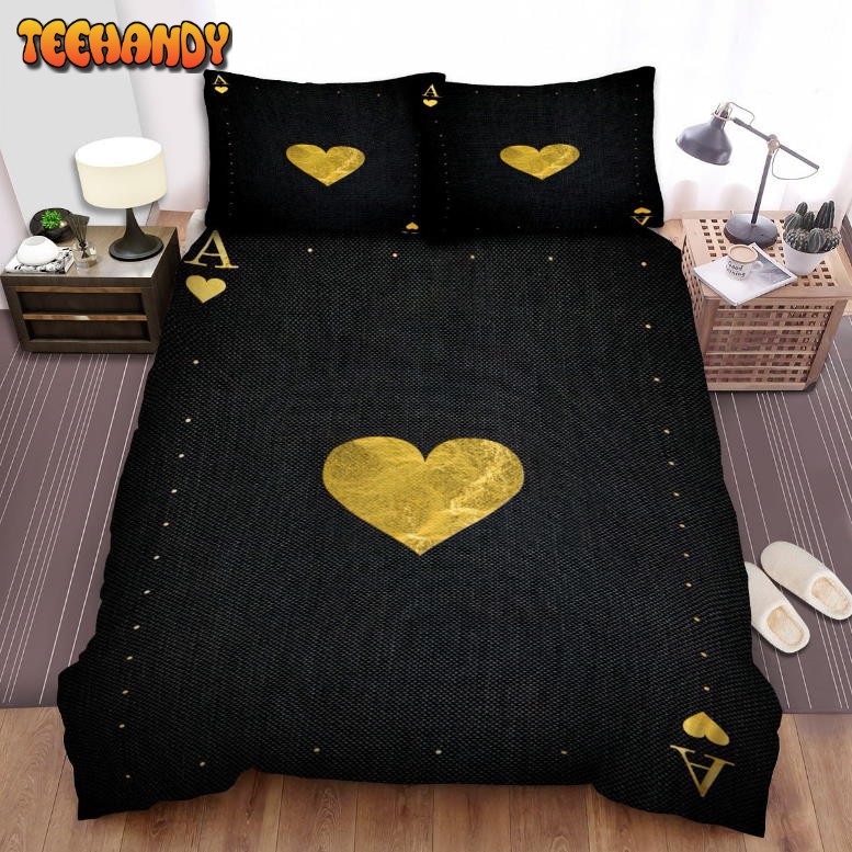 Golden Playing Cards Ace Of Spades Duvet Cover Bedding Sets