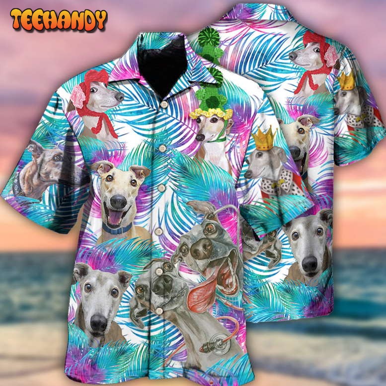 Greyhound Tropical Leaf Style Hawaiian Shirt