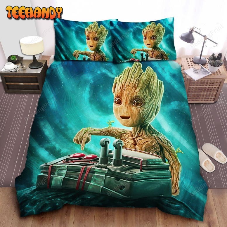 Guardians Of The Galaxy Cute Baby Groot And The Anulax Bomb Illustration Bedding Sets