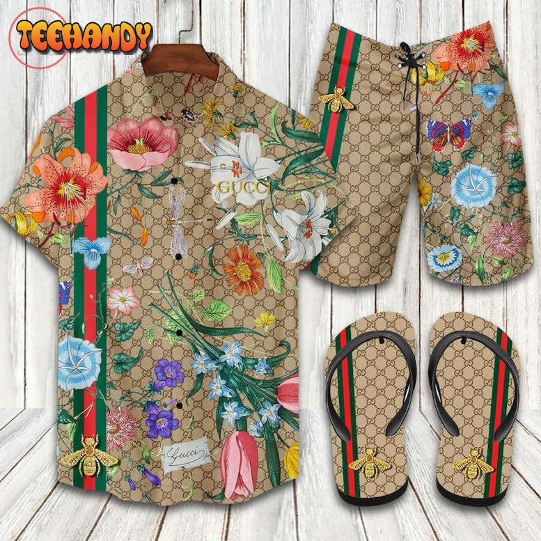 Gucci Flower 2022 Luxury Combo Hawaiian Shirt And Shorts