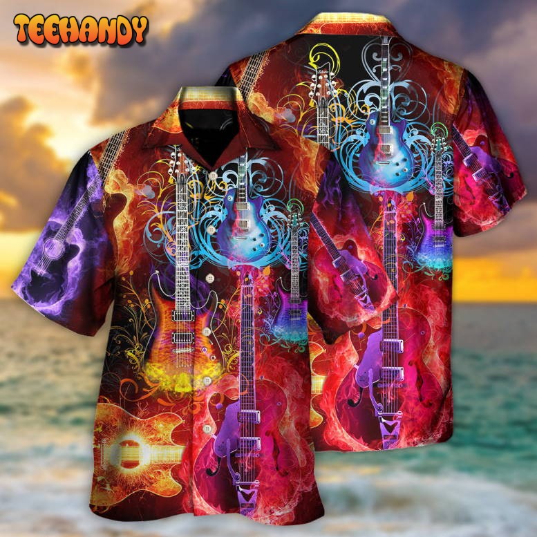 Guitar Lover Acoustic Beautiful Colorful Hawaiian Shirt