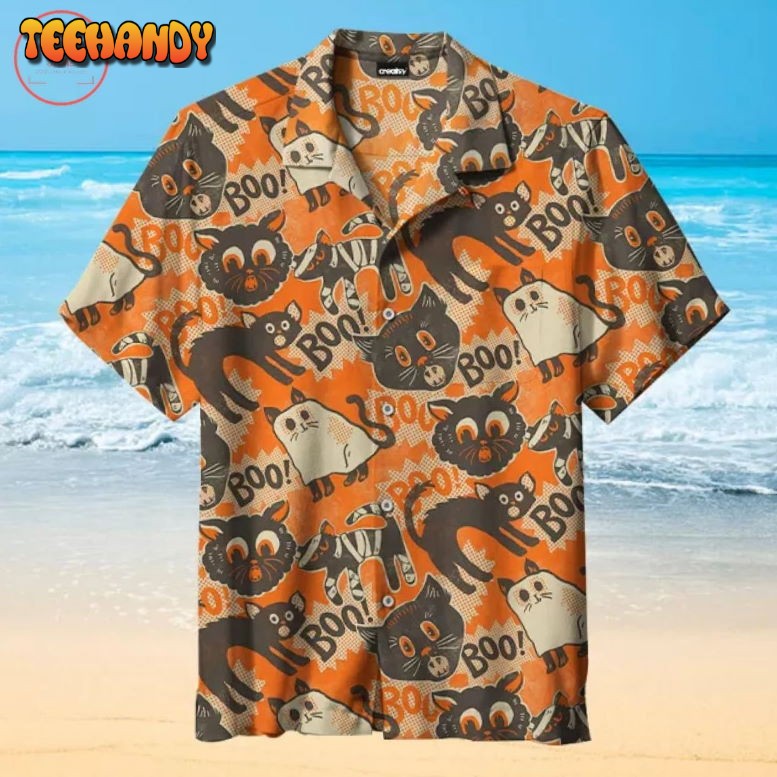 Halloween cat pattern Hawaiian Shirt