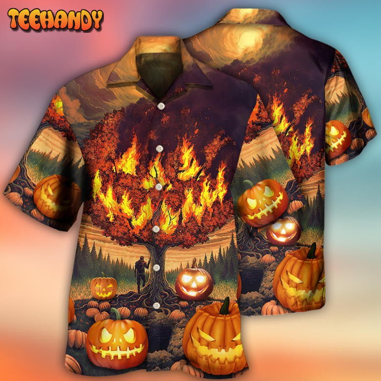 Halloween Pumpkin Burning Crazy Style Hawaiian Shirt