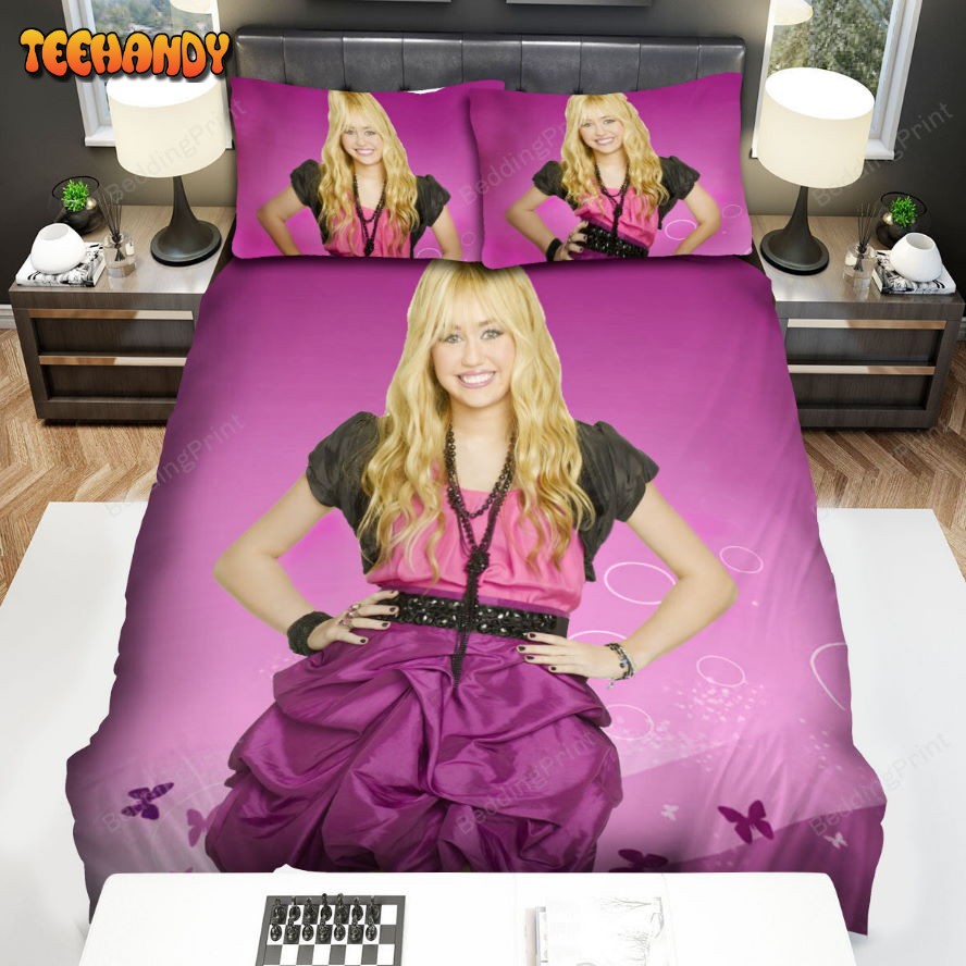 Hannah Montana Forever Pink Background Duvet Cover Bedding Set