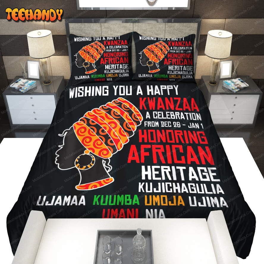 Happy Kwanzaa African Woman Seven Principles Bedding Set