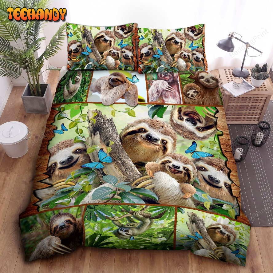 Happy Sloth Family Bedding Set