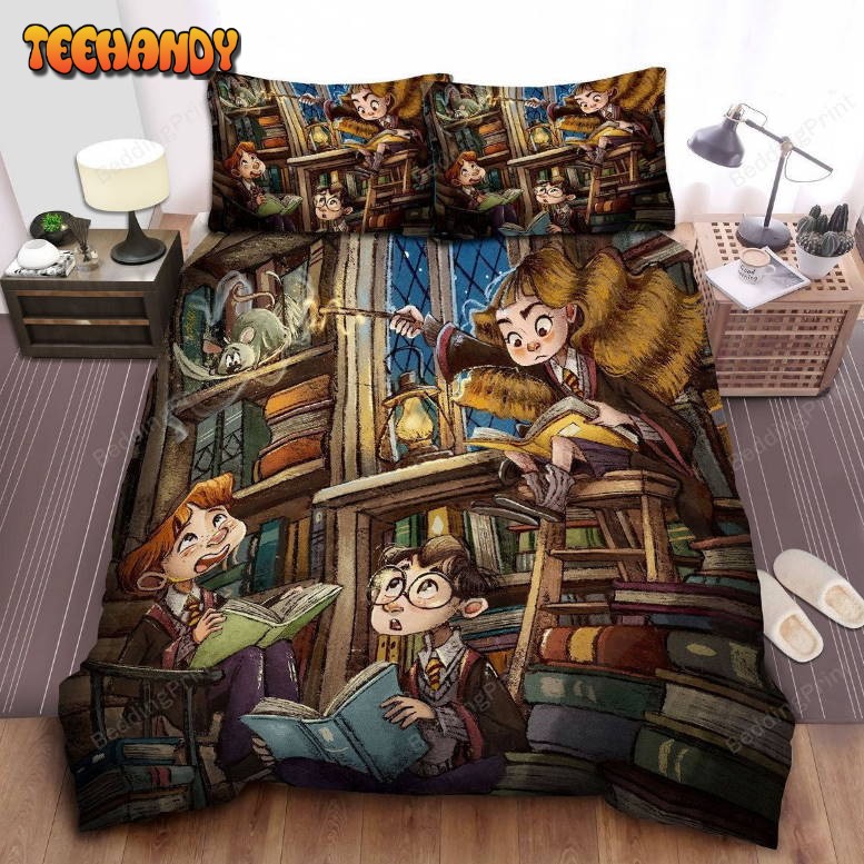 Harry Porter Ron &amp Hermione In Hogwarts Library Bedding Sets