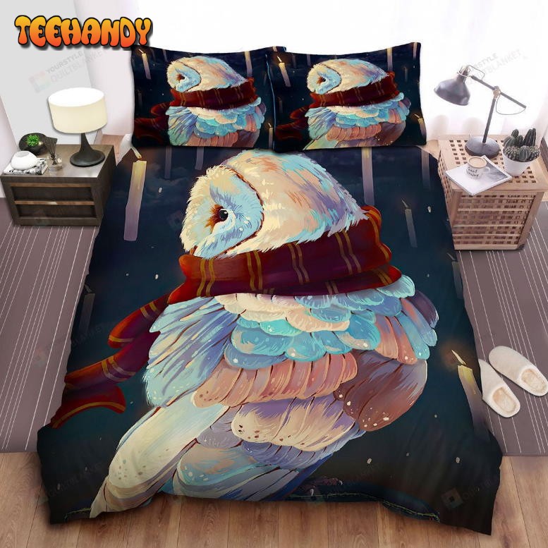 Harry Porter Snowy Owl Hedwig With Gryffindor Scarf Art Bedding Sets