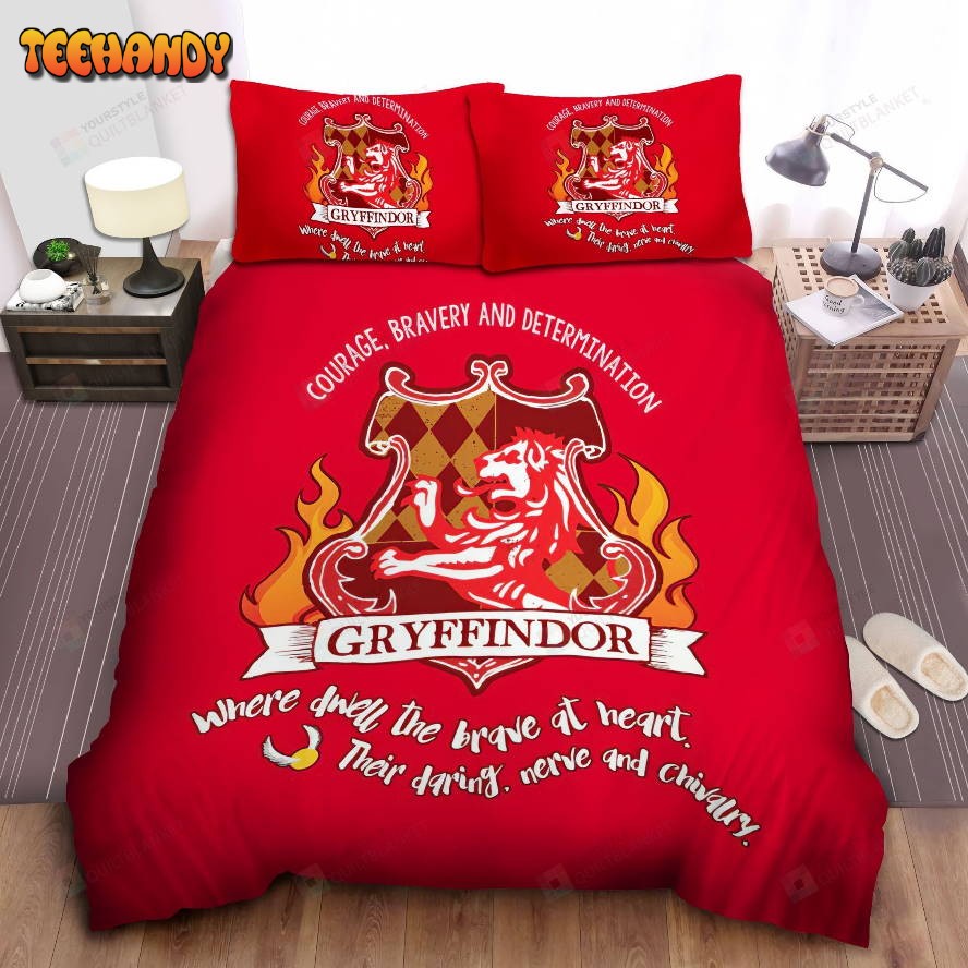 Harry Potter Gryffindor House Symbol And Motto Illustration Bedding Set