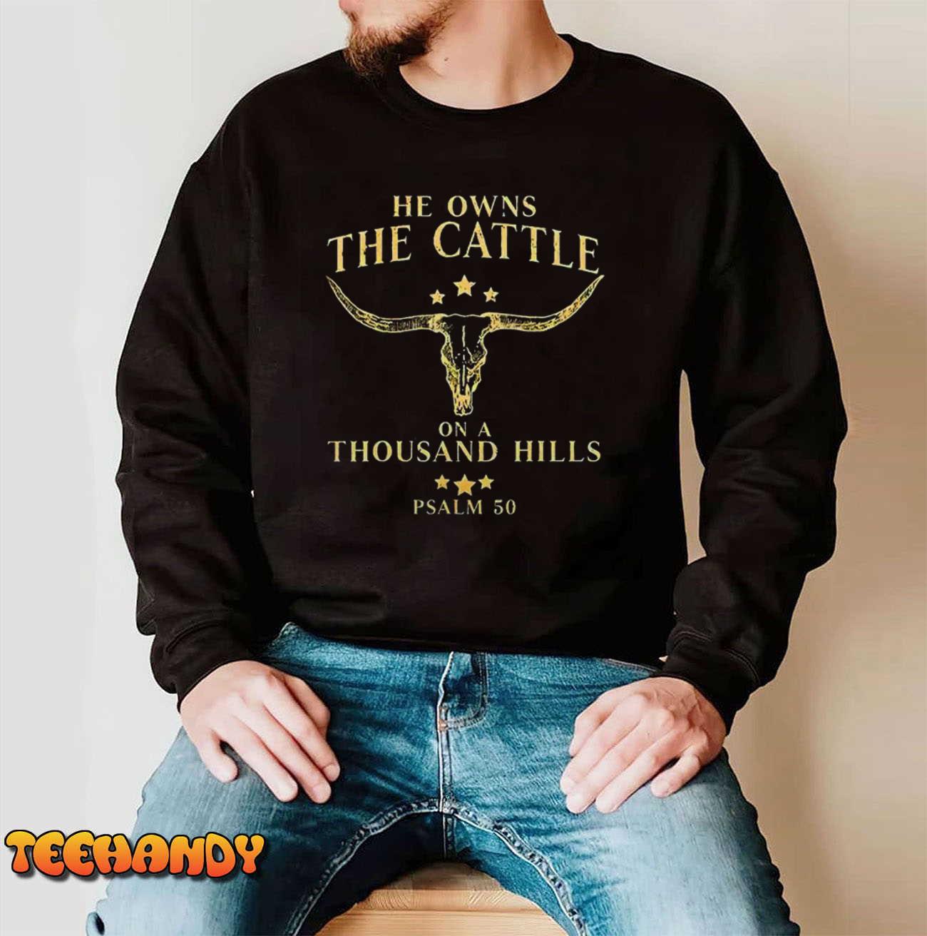 He Owns The Cattle On A Thousand Hills Bull Skull Christian Unisex Hoodie