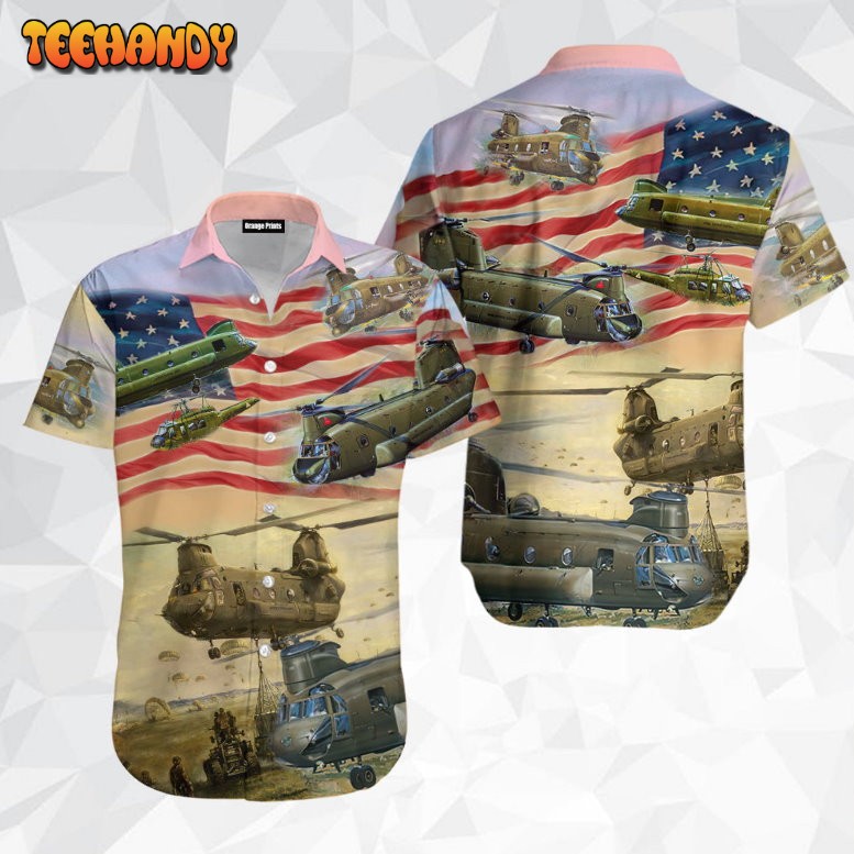 Helicopter American Flag Aloha Hawaiian Shirt