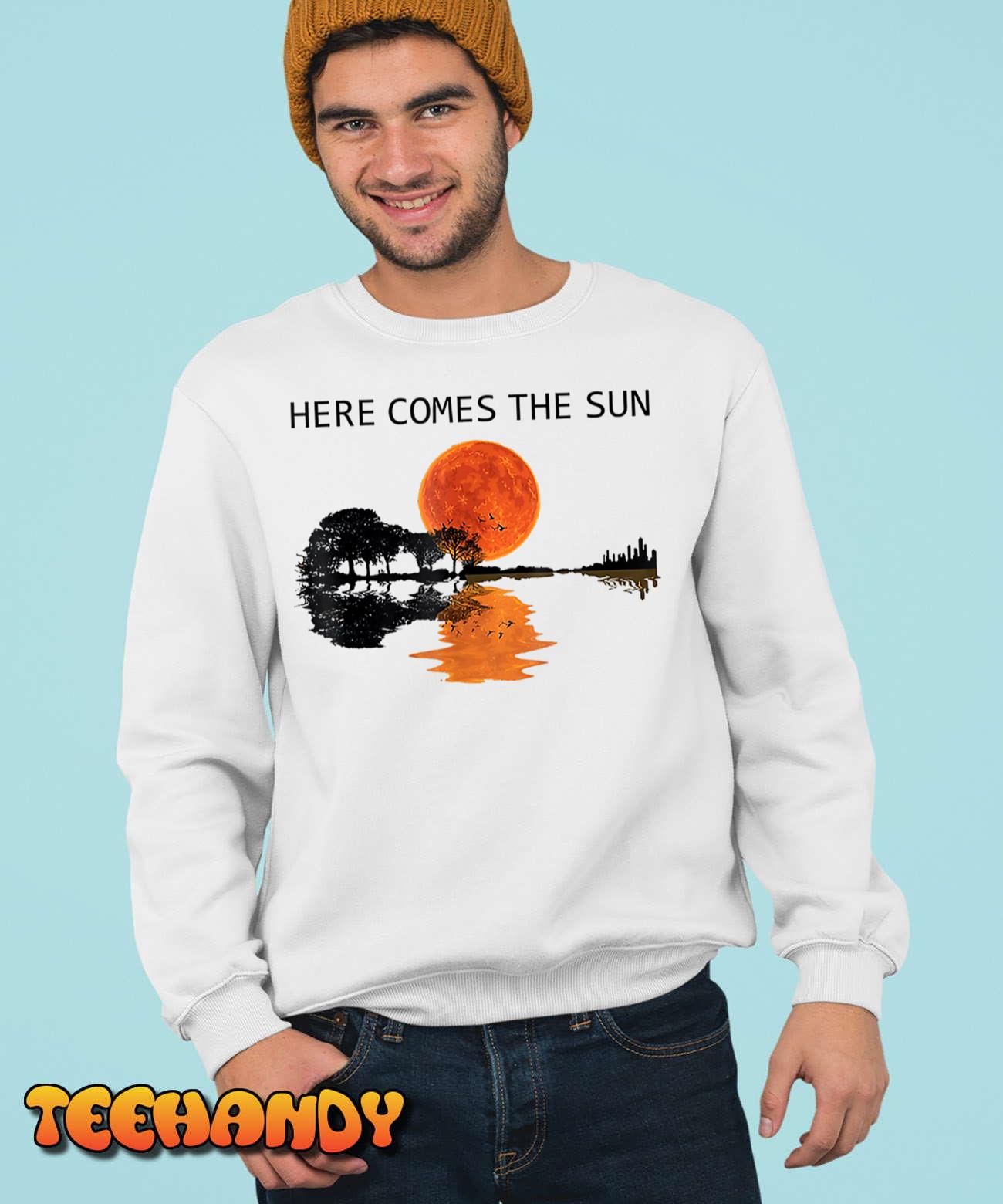 Here Comes The Sun Guitar Shadow Sunset T-Shirt