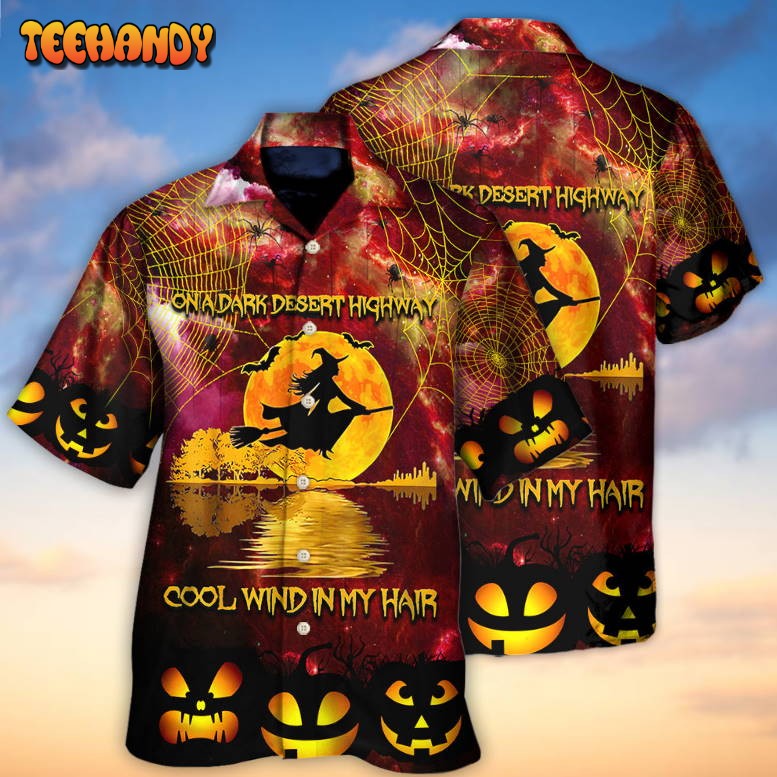 Hippie Halloween On a Dark Desert Highway Cool Wind in My Hair Witch Hawaiian Shirt