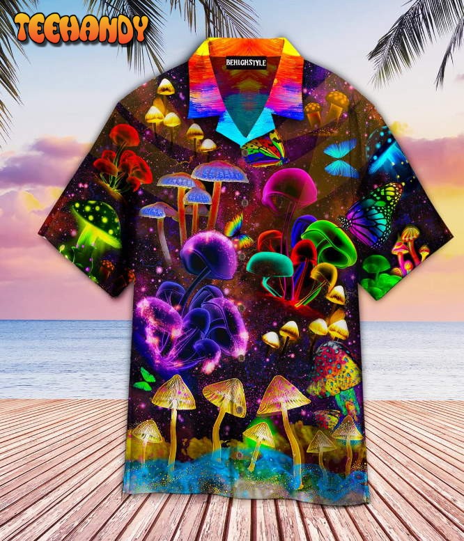 Hippie Mushroom Neon Light Hawaiian Shirt