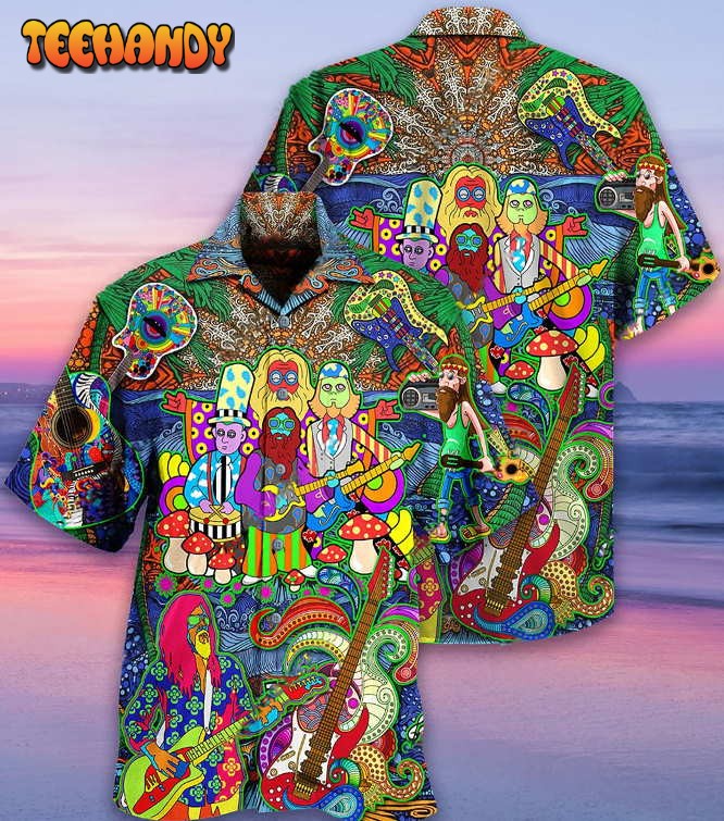 Hippie Music Electric Guitar Peace Life Hawaiian Shirt